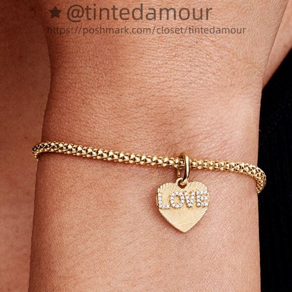 Pandora Engravable Love Heart Dangle Charm - Picture 2 of 2